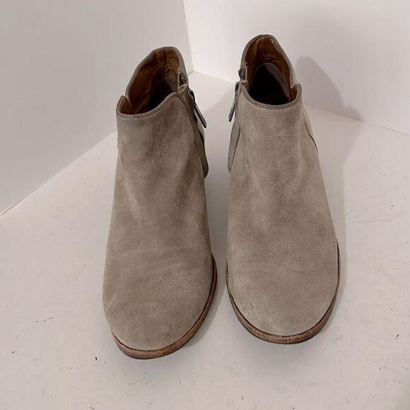 Sam Edelman Light Tan Block Heel Suede Ankle Boots With Side Zip Size  7 - Picture 2 of 4